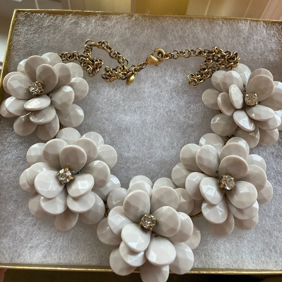 J. Crew Off White Flowers Necklace